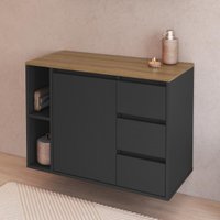 Balcão Gabinete de Banheiro Suspenso com 1 Porta 3 Gavetas e Nichos 80cm Multimóveis CRART-BAL003 - GRAFITE