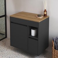 Balcão Gabinete de Banheiro Suspenso com 1 Porta e 1 Gaveta 60cm Multimóveis CRART-BAL011 - GRAFITE