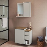Conjunto Banheiro com Gabinete e Espelheira 2 Portas 2 Gavetas Suspenso 60cm Multimóveis CRART-CON019 - ARENAS