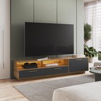 Rack para TV até 75 Polegadas com LED 1 Porta e 2 Gavetas Multimóveis CRART-RCK001 Mel/Grafite