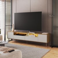 Rack para TV até 75 Polegadas com LED 2 Portas e 2 Gavetas Multimóveis CRART-RCK003 Mel/Arenas
