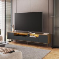 Rack para TV até 75 Polegadas com LED 2 Portas e 2 Gavetas Multimóveis CRART-RCK003 Mel/Grafite