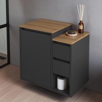 Balcão Gabinete de Banheiro Suspenso com 1 Porta e 2 Gavetas 60cm Multimóveis CRART-BAL012 - GRAFITE