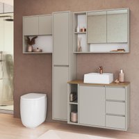 Conjunto de Banheiro com Cuba 4 Peças 7 Portas 3 Gavetas Suspenso 168,2cm Multimóveis CRART-CON017 - ARENAS