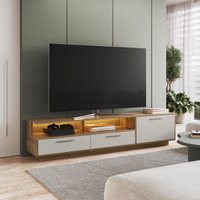 Rack para TV até 75 Polegadas com LED 1 Porta e 2 Gavetas Multimóveis CRART-RCK001 Mel/Arenas