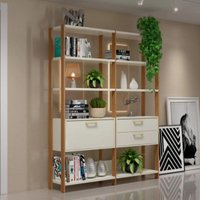 Estante 2 Gavetas 1 Porta Off White Freijó 145x32x185 cm Dalla Costa