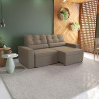 Sofá Retrátil Domus 228cm Suede Mescla Taupe Kappesberg