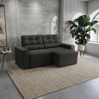 Sofá Retrátil Domus 208cm Suede Mescla Grafite Kappesberg