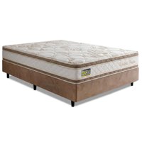 Cama Box Desmontável King Molas Ensacadas D33 Double Face 193x203x65cm Hellen 120 kg por pessoa Branco / Bege