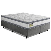 Cama Box King Molas Ensacadas D33 Double Face 193x203x65cm Hellen - Suporta até 120 kg por pessoa Branco / Cinza