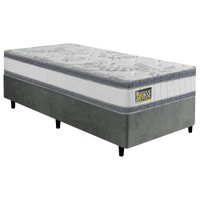 Cama Box Solteiro Molas Ensacadas D33 Double Face 88x188x65cm Hellen - Suporta até 120 kg Branco / Cinza