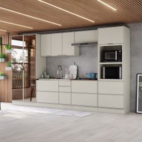 Cozinha Completa Fineze 8 Portas 8 Gavetas com Vidro 100% Mdf Areia Hp/Cinamomo - Henn