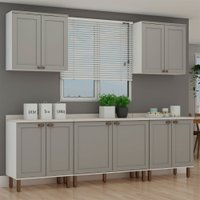 Cozinha Completa Liz 10 Portas 5 Prateleiras 100% Mdf Branco/Fendi - Genialflex