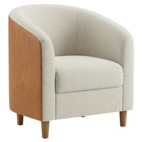 Poltrona Decorativa Aura Pes Madeira Linho E Courino TCA 210 TCS 727 MOLL