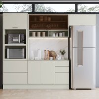 Cozinha Completa Fineze 6 Portas 4 Gavetas com Vidro 100% Mdf Areia Hp - Henn