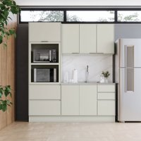 Cozinha Compacta Fineze 7 Portas 4 Gavetas 100% Mdf Areia Hp  - Henn