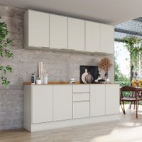 Cozinha Compacta Fineze 10 Portas 2 Gavetas com Tampo 100% Mdf  Areia Hp/Cinamomo - Henn