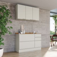Cozinha Compacta Fineze 4 Portas 4 Gavetas com Tampo 100% Mdf Areia Hp/Cinamomo - Henn
