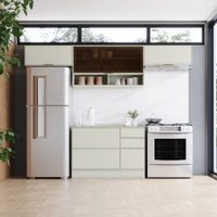 Cozinha Completa Fineze 4 Portas 4 Gavetas com Vidro e Tampo 100% Mdf Areia Hp - Henn