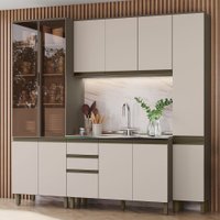 Cozinha Compacta Connect 12 Portas 2 Gavetas com Vidro 100% Mdf Duna/Cristal - Henn