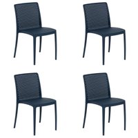 Kit 4 Cadeiras Dots Azul Navy Empilháveis em Polipropileno