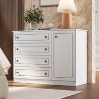 Cômoda Domus 1 Porta 4 Gavetas Branco Fosco - Genialflex