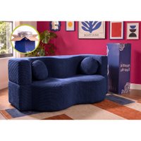 Sofá Cama Bolge 1,88m Xpand Tech Tecido Velourê Azul Cama inBox