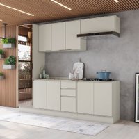 Cozinha Completa Fineze 10 Portas 2 Gavetas com Vidro e Tampo 100% Mdf  Areia Hp - Henn