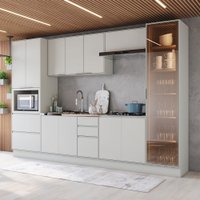 Cozinha Completa Fineze 12 Portas 4 Gavetas com Vidro 100% Mdf Areia Hp - Henn