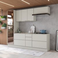 Cozinha Completa Fineze 6 Portas 6 Gavetas com Vidro e Tampo 100% Mdf Areia Hp - Henn