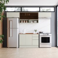 Cozinha Completa Fineze 6 Portas 2 Gavetas com Vidro e Tampo 100% Mdf Areia Hp/Cinamomo - Henn
