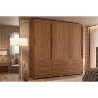 Guarda Roupa Solteiro 3 Portas de Correr e 9 Gavetas c/ Pés Click 3.9 Jatoba - Santos Andirá