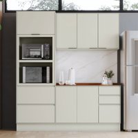 Cozinha Compacta Fineze 7 Portas 4 Gavetas com Tampo 100% Mdf Areia Hp/Cinamomo - Henn