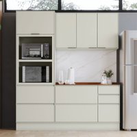 Cozinha Compacta Fineze 5 Portas 6 Gavetas com Tampo 100% Mdf  Areia Hp/Cinamomo - Henn