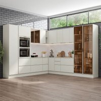 Cozinha Completa Fineze 13 Portas 10 Gavetas com Vidro 100% Mdf Areia Hp - Henn