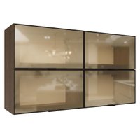 Kit 4 Armários Aéreos de Cozinha 120 cm Rustic/Preto Vidro Reflecta Bronze Vinil Madesa