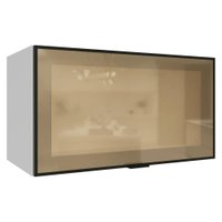 Armário Aéreo de Cozinha 1 Porta Basculante 60 cm Branco/Preto Vidro Reflecta Bronze Vinil Madesa
