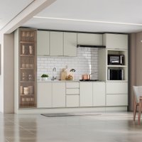 Cozinha Completa Fineze 11 Portas 4 Gavetas com Vidro 100% Mdf  Areia Hp - Henn