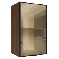 Armário Aéreo de Cozinha 1 Porta 40 cm Rustic/Preto Vidro Reflecta Bronze Vinil Madesa