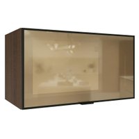 Armário Aéreo de Cozinha 1 Porta Basculante 60 cm Rustic/Preto Vidro Reflecta Bronze Vinil Madesa