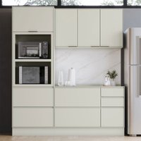 Cozinha Compacta Fineze 5 Portas 6 Gavetas com Tampo 100% Mdf  Areia Hp - Henn