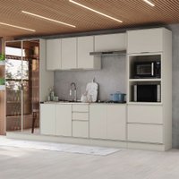 Cozinha Completa Fineze 12 Portas 4 Gavetas com Vidro 100% Mdf Cec263 Areia Hp - Henn