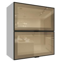 Kit 2 Armários Aéreos de Cozinha 60 cm Branco/Preto Vidro Reflecta Bronze Vinil Madesa