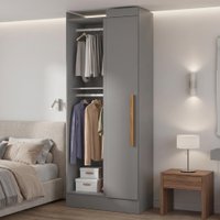 Modulo de Guarda Roupas Canto Para Quarto Madrid Maxel Cinza