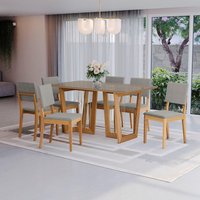 Conjunto Sala de Jantar Dora em Madeira Maciça 6 Cadeiras Boucle Cinza CSJ308CA