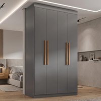 Modulo de Guarda Roupas Para Quarto 4 Portas e 2 Gavetas Madrid Maxel Cinza