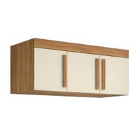 Armário Aéreo Multiuso para Lavanderia 3 Portas Madrid Maxel Madeirado/Off White