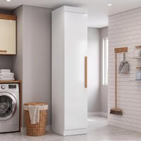 Armário Multiuso para Lavanderia 1 Porta 4 Prateleiras Madrid Branco