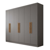 Guarda Roupas Casal 6 Portas 2 Gavetas Madrid Cinza