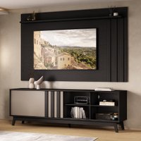 Conjunto Rack e Painel Parede Ventura Carraro Preto Touch e Avelã